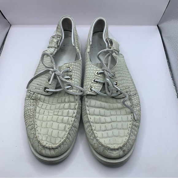 Jimmy Choo Orson Boat shoes Men EU 43 US 10 white alligator skin leather loafers - Picture 1 of 10